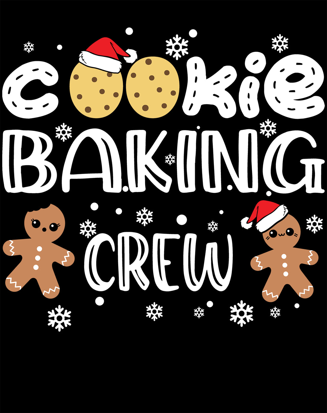 Christmas Cookie Baking Crew Gingerbread Men Matching Family Women's T-Shirt Black - Urban Species Design Close Up