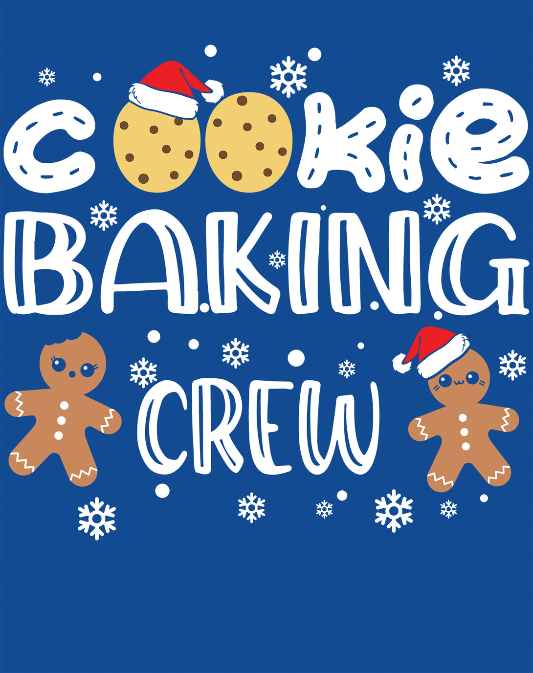 Christmas Cookie Baking Crew Gingerbread Men Matching Family Women's T-Shirt Blue - Urban Species Design Close Up