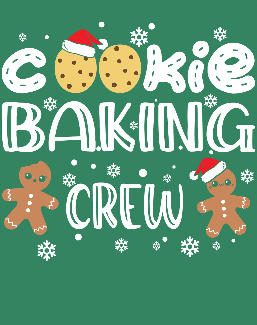 Christmas Cookie Baking Crew Gingerbread Men Matching Family Women's T-Shirt Green - Urban Species Design Close Up