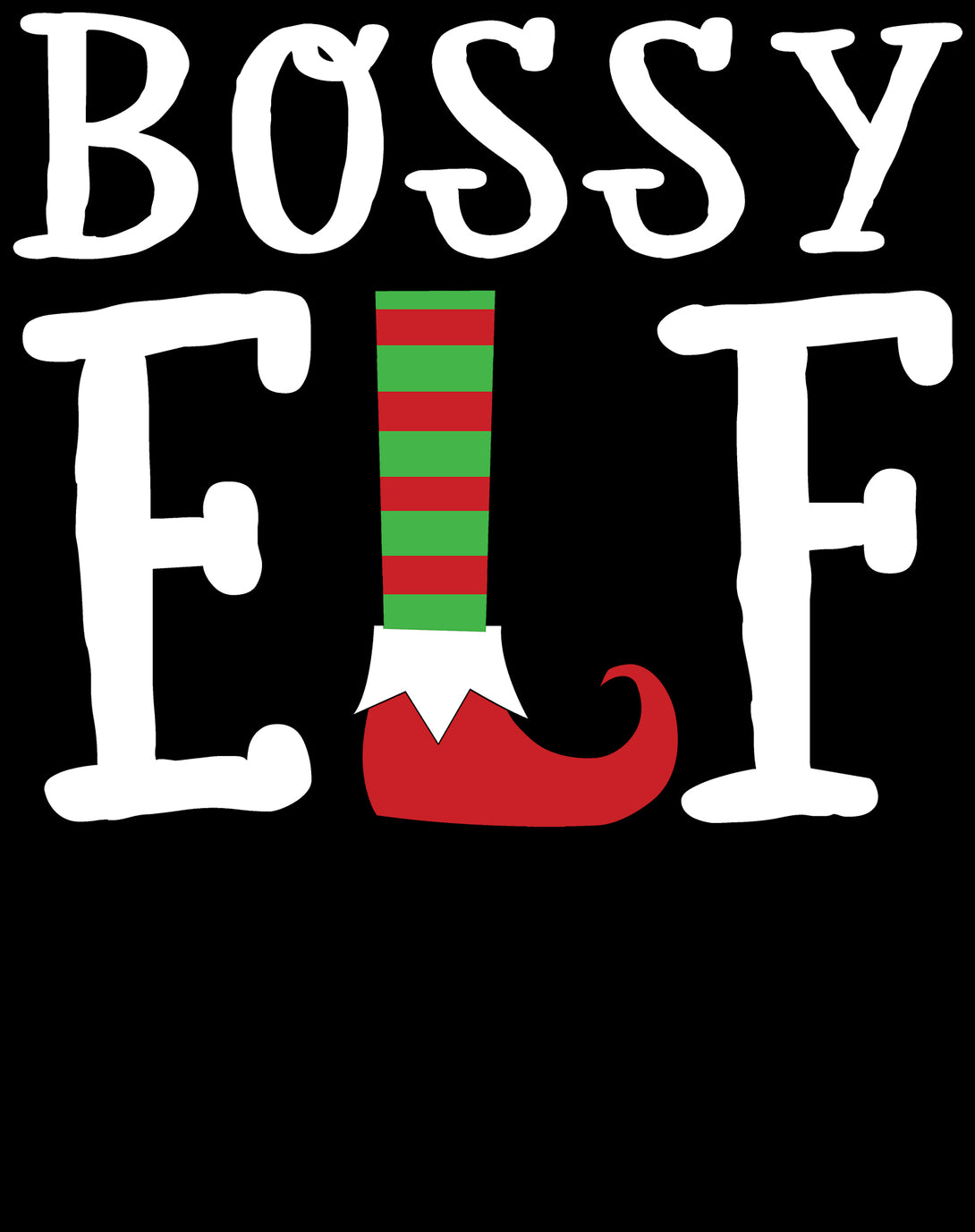 Christmas Elf Squad Bossy Meme Funny Cute Matching Family Men's T-Shirt Black - Urban Species Design Close Up 