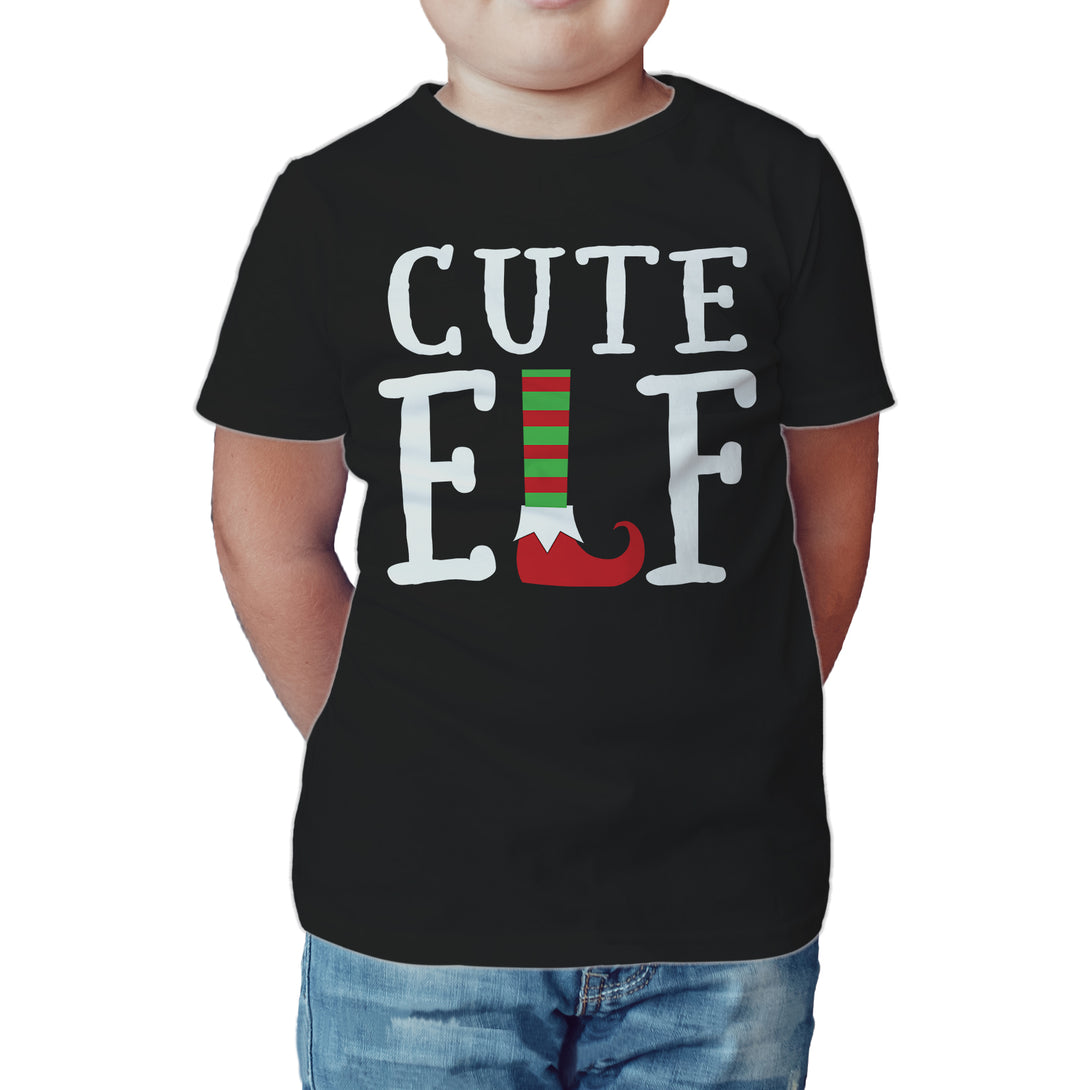 Christmas Elf Squad Cute Shoes Meme Funny Matching Family Kid's T-Shirt Black - Urban Species