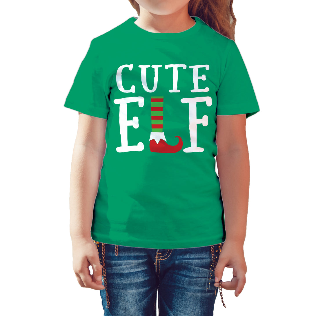 Christmas Elf Squad Cute Shoes Meme Funny Matching Family Kid's T-Shirt Green - Urban Species