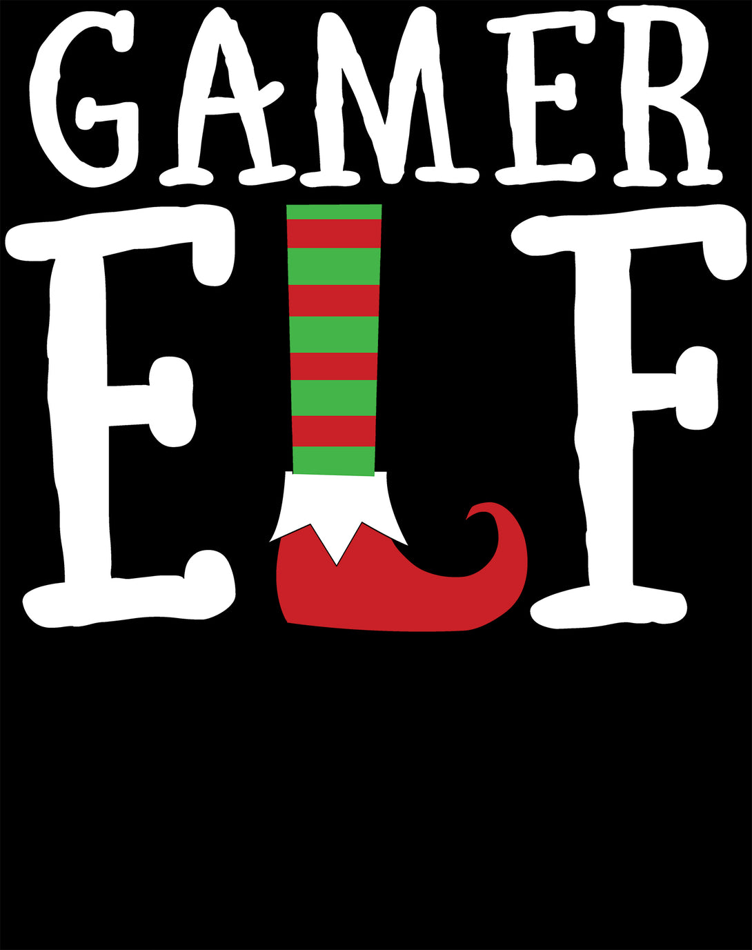 Christmas Elf Squad Gamer Meme Cute Funny Matching Family Men's T-Shirt Black - Urban Species Design Close Up