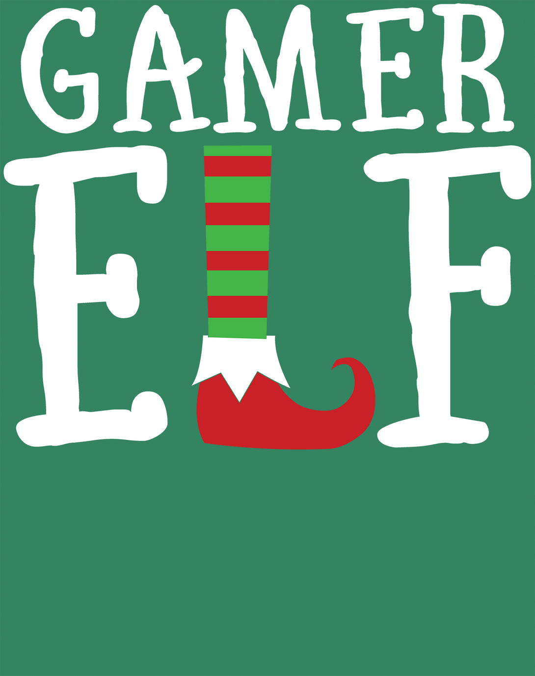 Christmas Elf Squad Gamer Meme Cute Funny Matching Family Youth T-Shirt Green - Urban Species Design Close Up