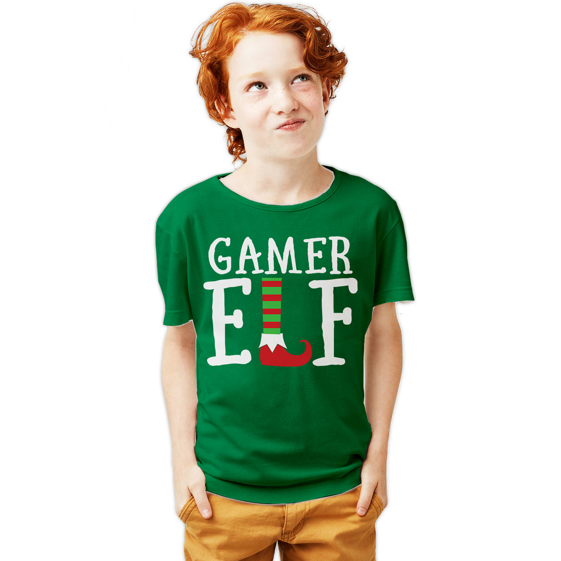 Christmas Elf Squad Gamer Meme Cute Funny Matching Family Youth T-Shirt Green - Urban Species