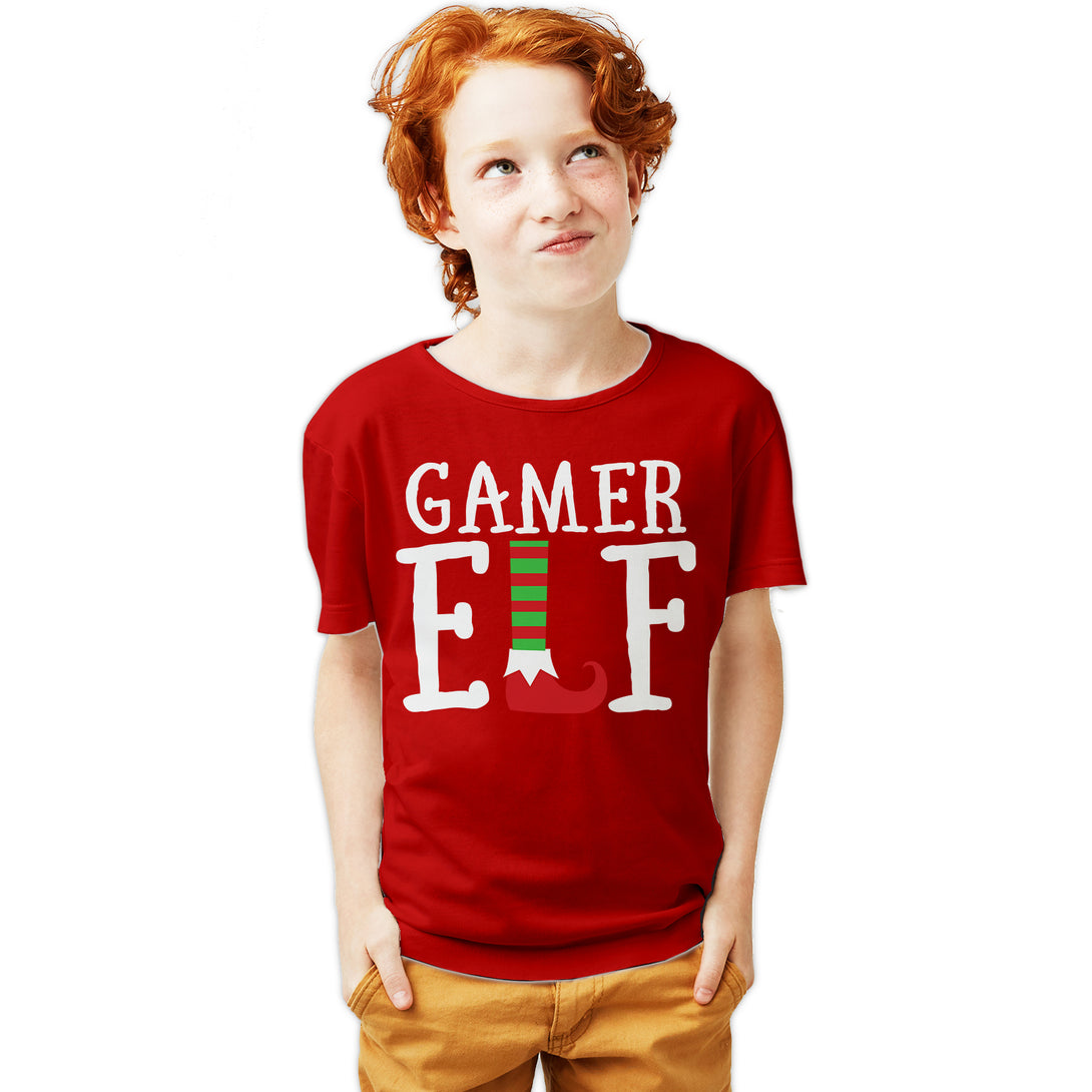 Christmas Elf Squad Gamer Meme Cute Funny Matching Family Youth T-Shirt Red - Urban Species