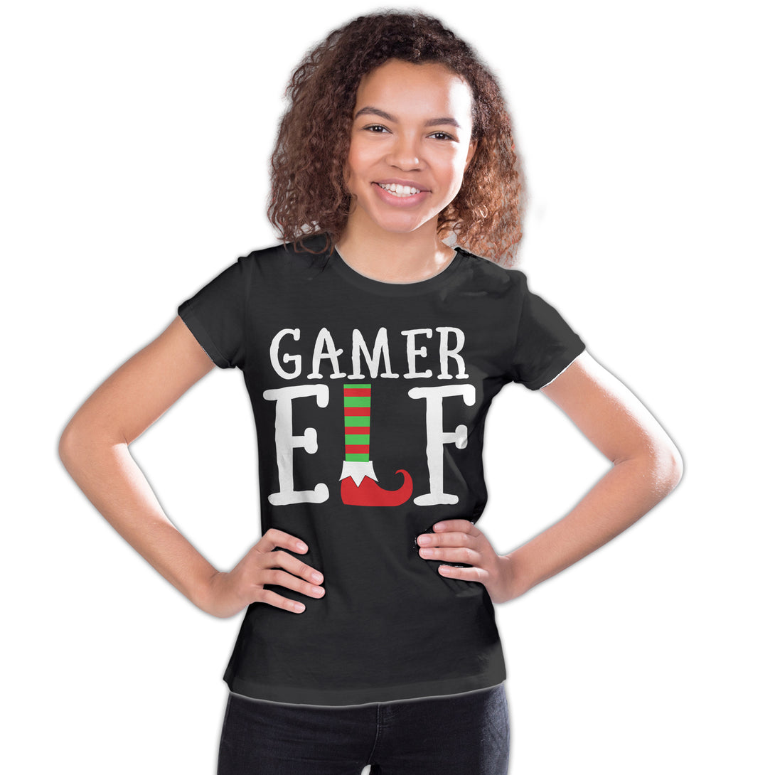 Christmas Elf Squad Gamer Meme Cute Funny Matching Family Youth T-Shirt Black - Urban Species