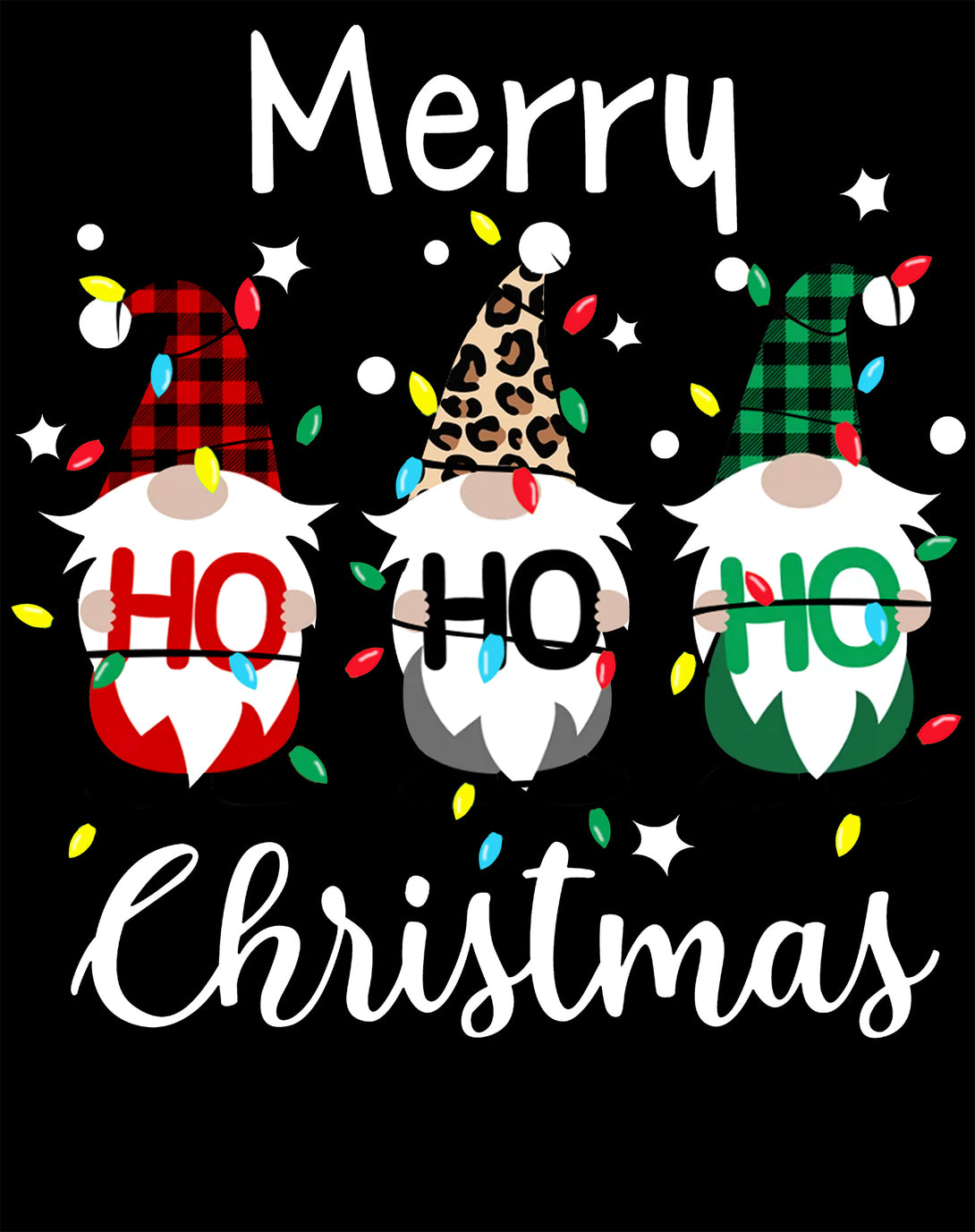 Christmas Elfs Meme Merry Ho Ho Ho Funny Cute Xmas Family Women's T-Shirt Black - Urban Species Design Close Up
