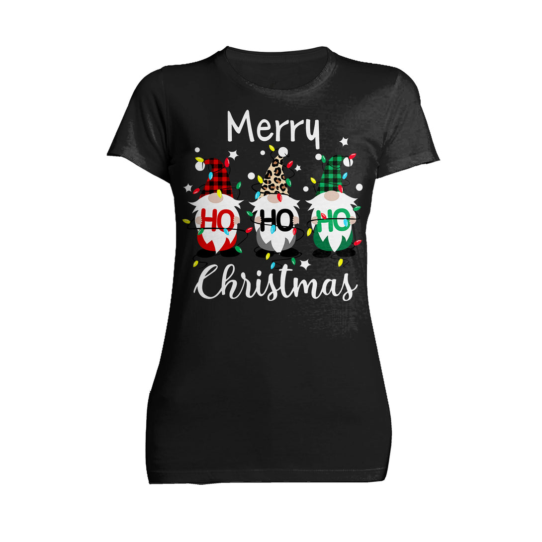 Christmas Elfs Meme Merry Ho Ho Ho Funny Cute Xmas Family Women's T-Shirt Black - Urban Species