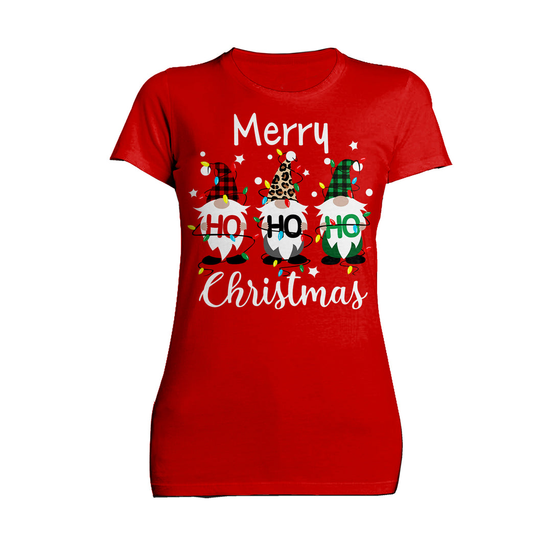 Christmas Elfs Meme Merry Ho Ho Ho Funny Cute Xmas Family Women's T-Shirt Red - Urban Species