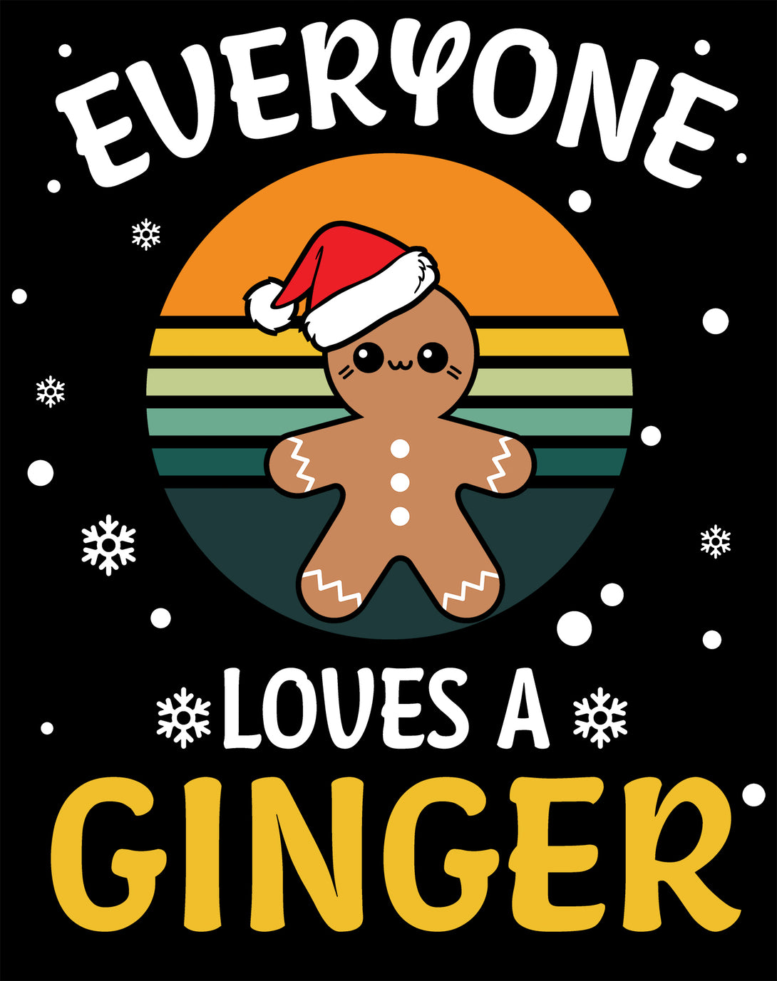 Christmas Ginger Everyone Loves Meme Fun Gingerbread Man Lol Men's T-Shirt Black - Urban Species Design Close Up