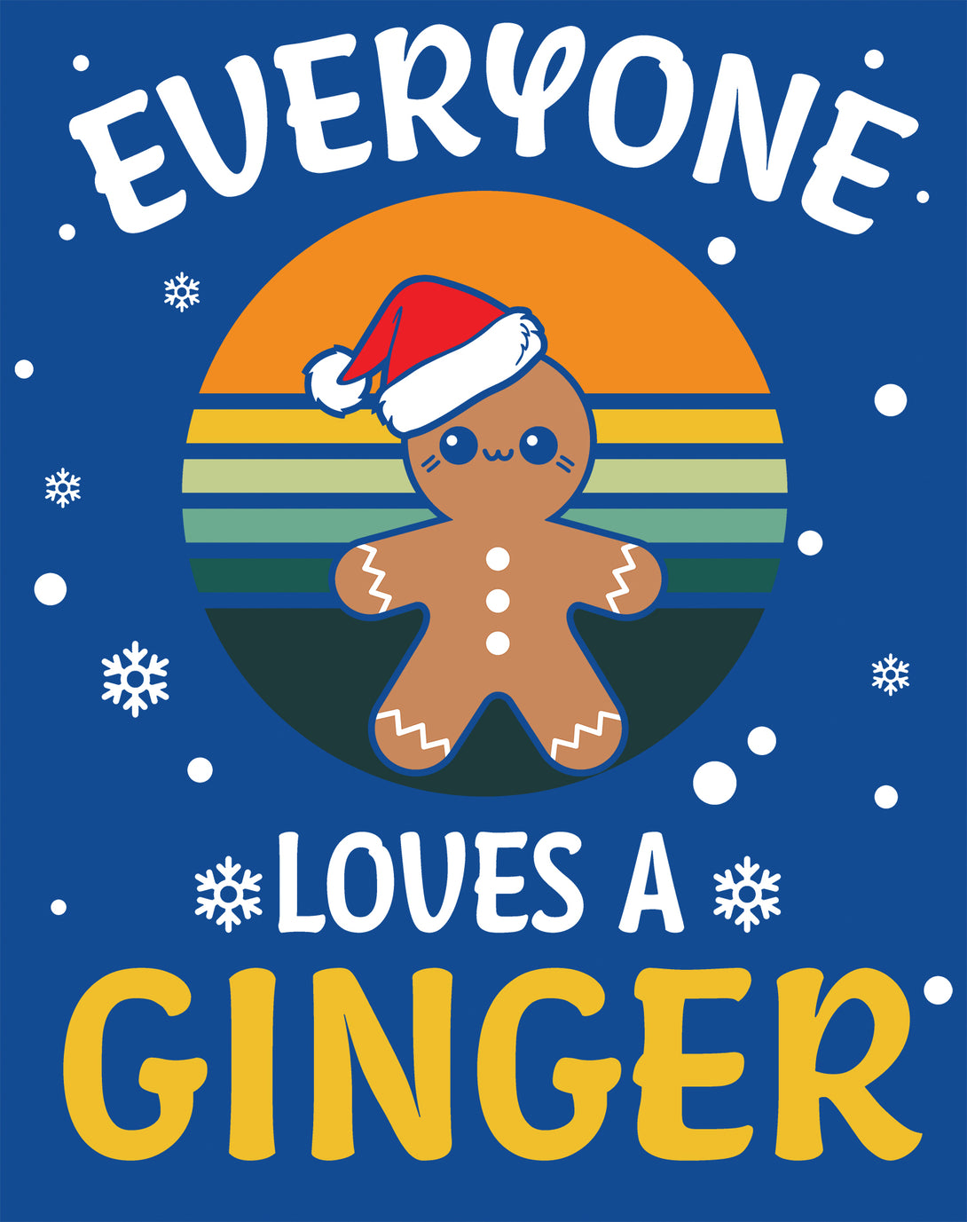 Christmas Ginger Everyone Loves Meme Fun Gingerbread Man Lol Kid's T-Shirt Blue - Urban Species Design Close Up