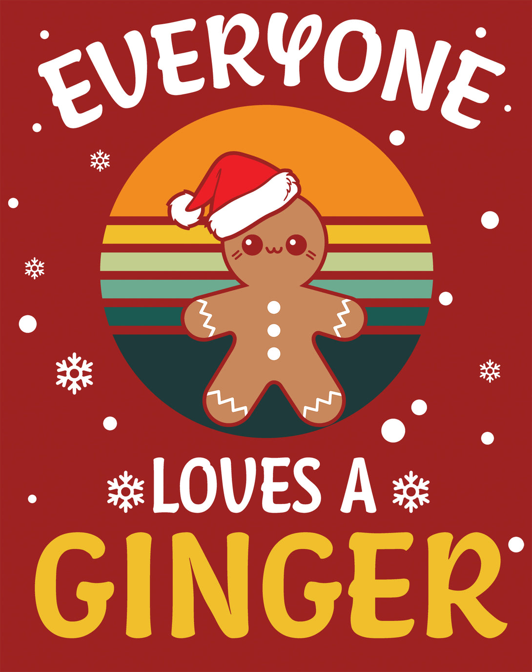 Christmas Ginger Everyone Loves Meme Fun Gingerbread Man Lol Men's T-Shirt Red - Urban Species Design Close Up