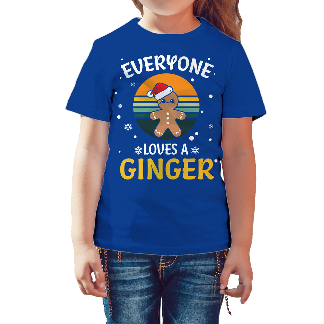 Christmas Ginger Everyone Loves Meme Fun Gingerbread Man Lol Kid's T-Shirt Blue - Urban Species