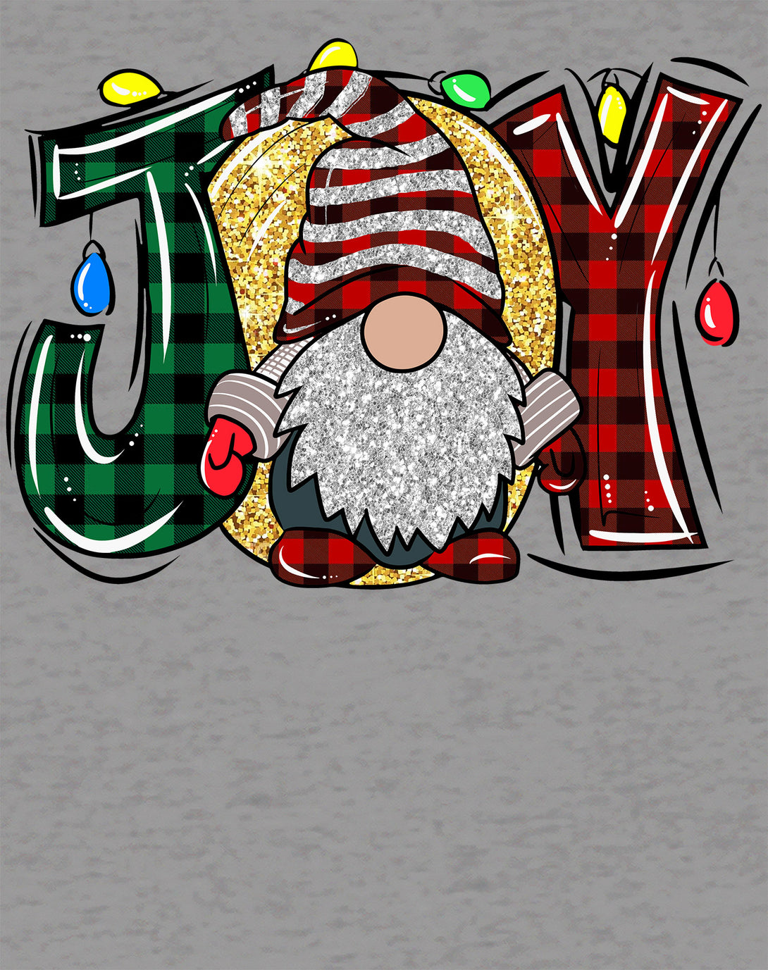 Christmas Gnome Joy Sparkle Meme Traditional Xmas Family Fun Men's T-Shirt Sports Grey - Urban Species Design Close Up
