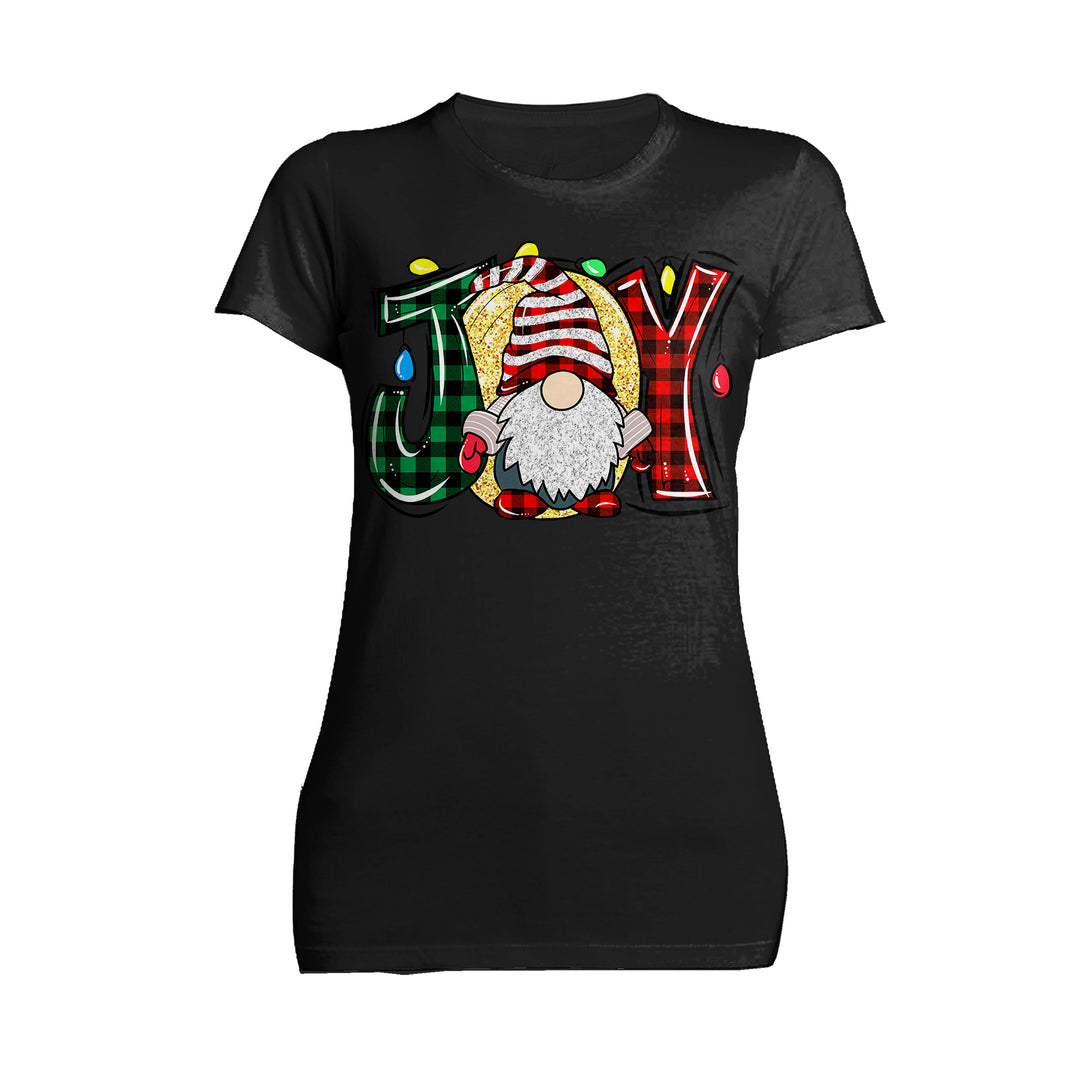 Christmas Gnome Joy Sparkle Meme Traditional Xmas Family Fun Women's T-Shirt Black - Urban Species