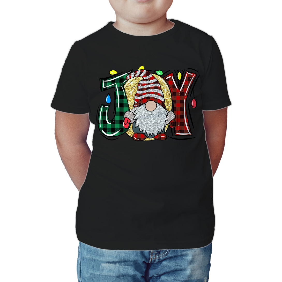 Christmas Gnome Joy Sparkle Meme Traditional Xmas Family Fun Kid's T-Shirt Black - Urban Species