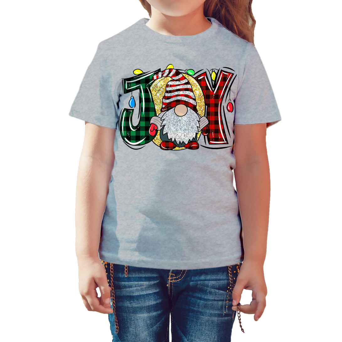 Christmas Gnome Joy Sparkle Meme Traditional Xmas Family Fun Kid's T-Shirt Sports Grey - Urban Species