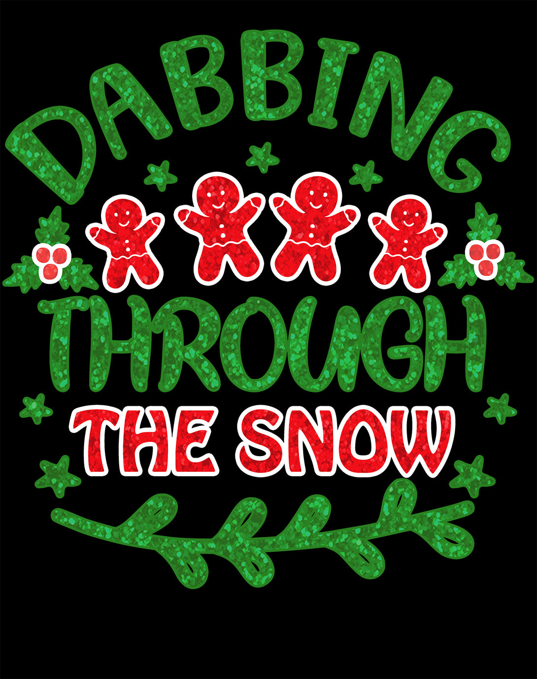 Christmas Meme Dabbing Gingerbread Men Snow Lol Xmas Sparkle Men's T-Shirt Black - Urban Species Design Close Up