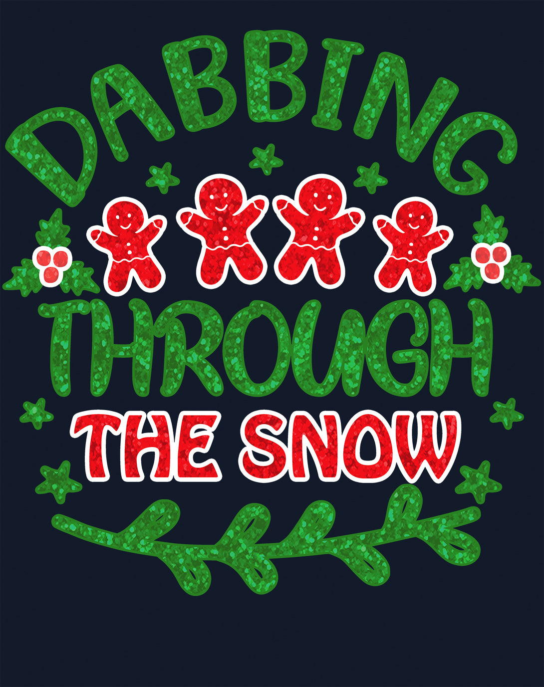 Christmas Meme Dabbing Gingerbread Men Snow Lol Xmas Sparkle Men's T-Shirt Navy - Urban Species Design Close Up