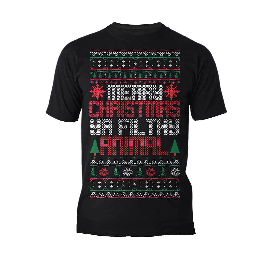 Christmas Merry Xmas Ya Filthy Animal Meme Lol Ugly Xmas Men's T-Shirt Black - Urban Species