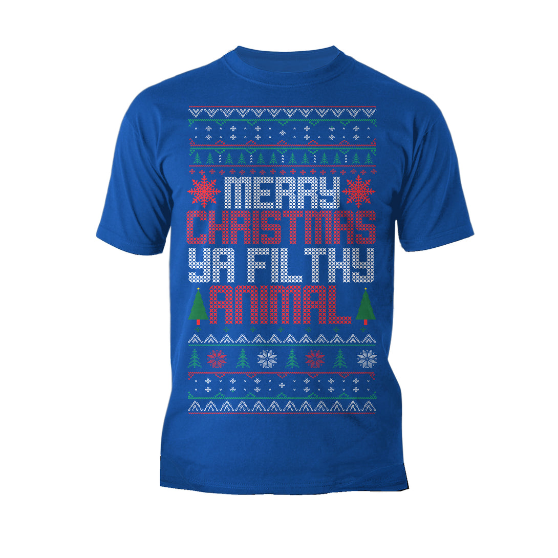 Christmas Merry Xmas Ya Filthy Animal Meme Lol Ugly Xmas Men's T-Shirt Blue - Urban Species
