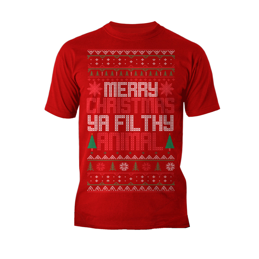 Christmas Merry Xmas Ya Filthy Animal Meme Lol Ugly Xmas Men's T-Shirt Red - Urban Species