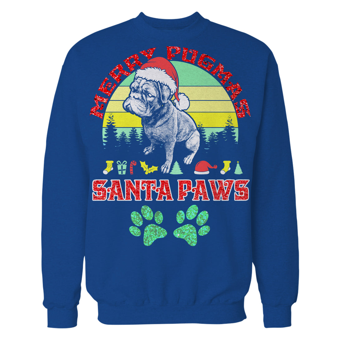 Christmas Pug Lover Merry Pugmas Santa Paws Fun Xmas Sparkle Unisex Sweatshirt Blue - Urban Species