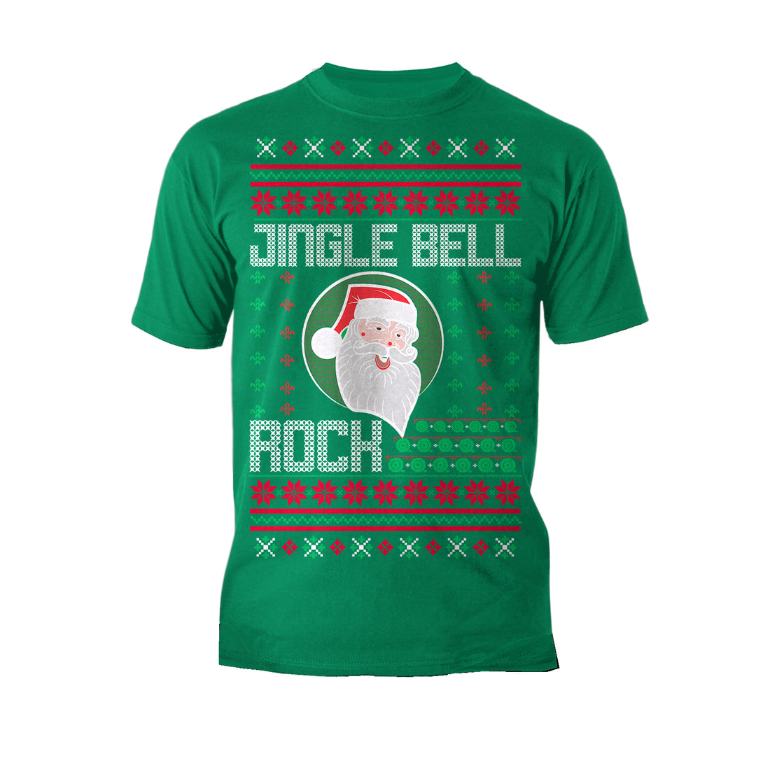 Christmas Santa Claus Jingle Bells Rock Fun Ugly Xmas Lol Men's T-Shirt Green - Urban Species