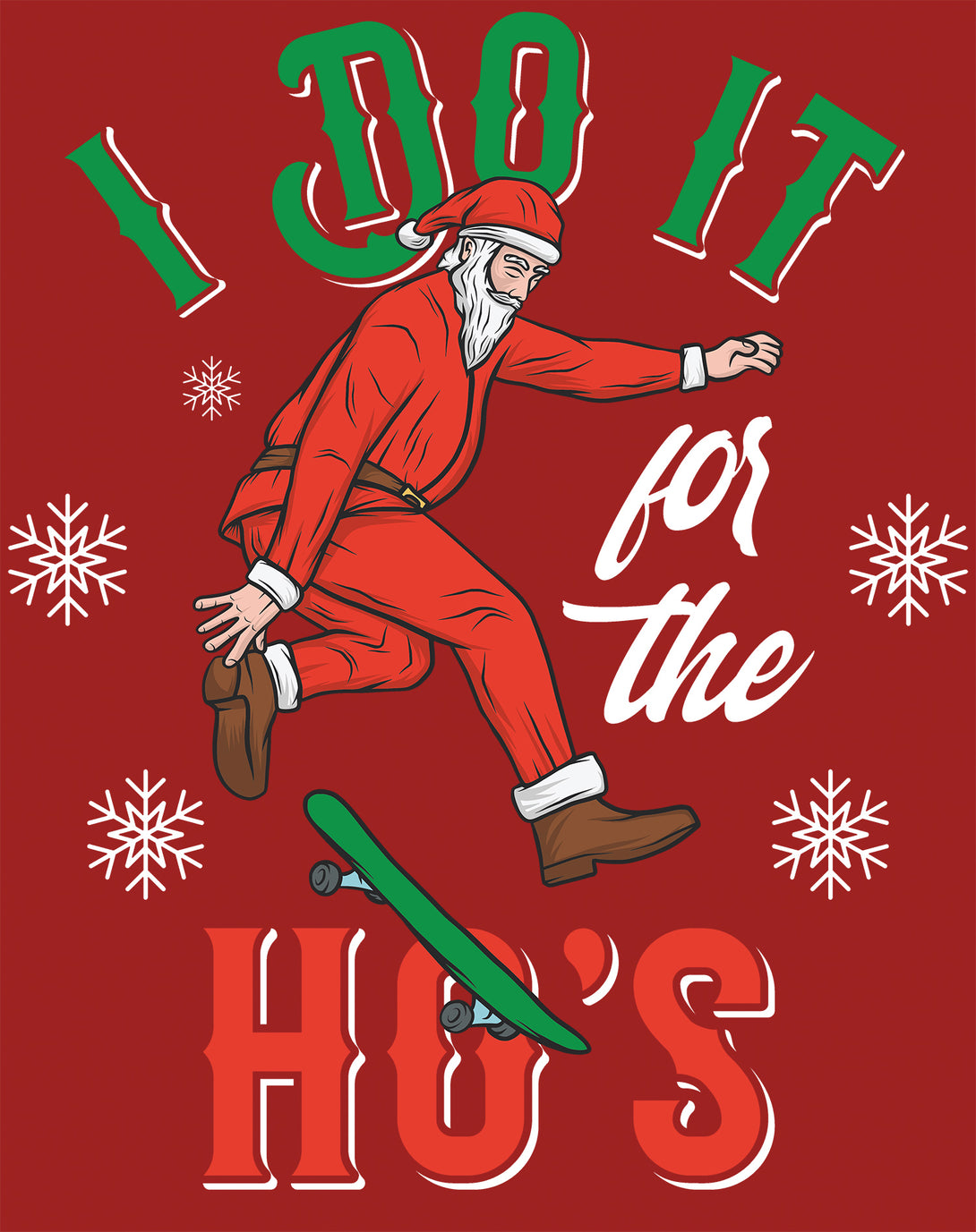 Christmas Santa I Do It For The Ho's Meme Funny Dad Joke Lol Women's T-Shirt Red - Urban Species Design Close Up