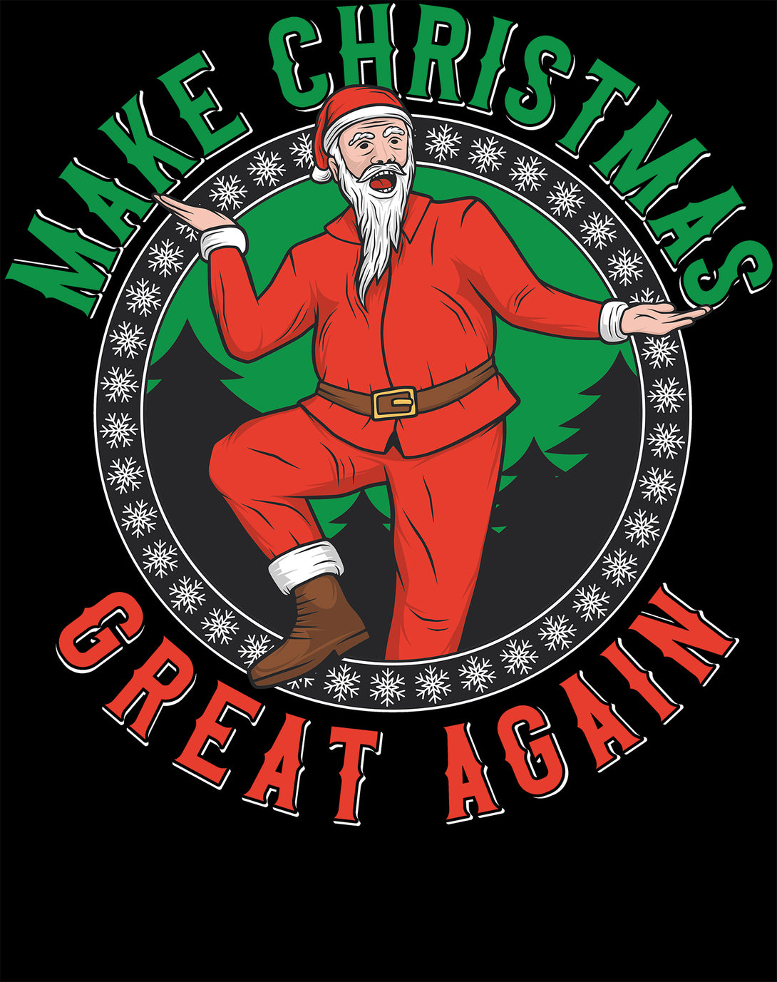 Christmas Santa Make Xmas Great Again Meme Dad Joke Fun Lol Men's T-Shirt Black - Urban Species Design Close Up