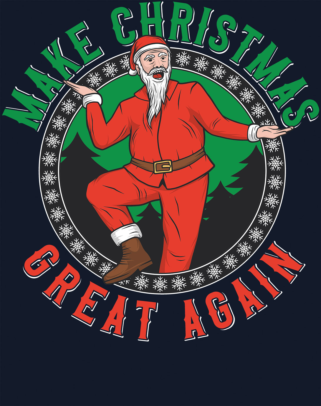 Christmas Santa Make Xmas Great Again Meme Dad Joke Fun Lol Women's T-Shirt Navy - Urban Species Design Close Up