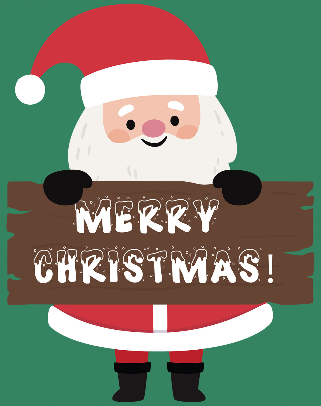 Christmas Santa Merry Xmas Joy Cute Fun Matching Family Kid's T-Shirt Green - Urban Species Design Close Up