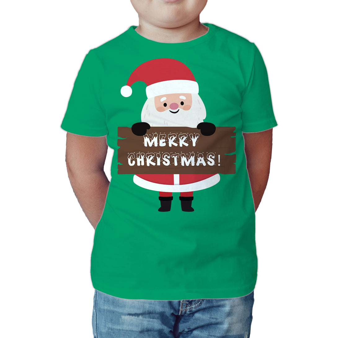 Christmas Santa Merry Xmas Joy Cute Fun Matching Family Kid's T-Shirt Green - Urban Species