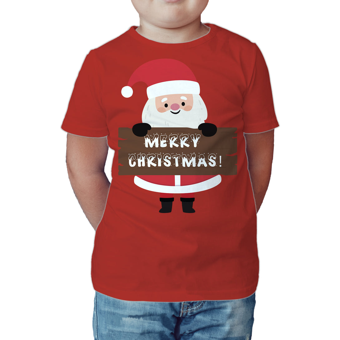 Christmas Santa Merry Xmas Joy Cute Fun Matching Family Kid's T-Shirt Red - Urban Species