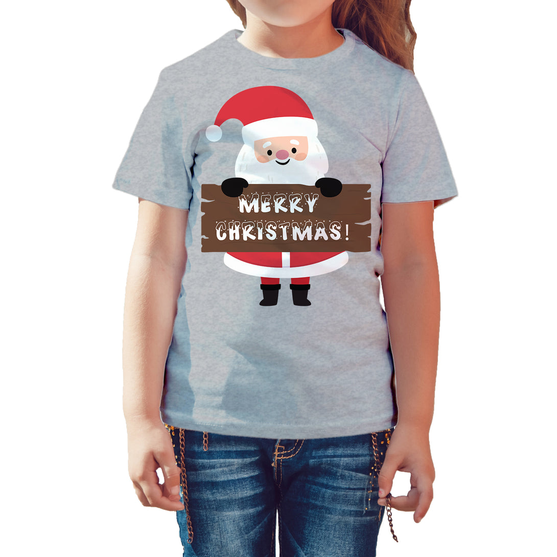Christmas Santa Merry Xmas Joy Cute Fun Matching Family Kid's T-Shirt Sports Grey - Urban Species