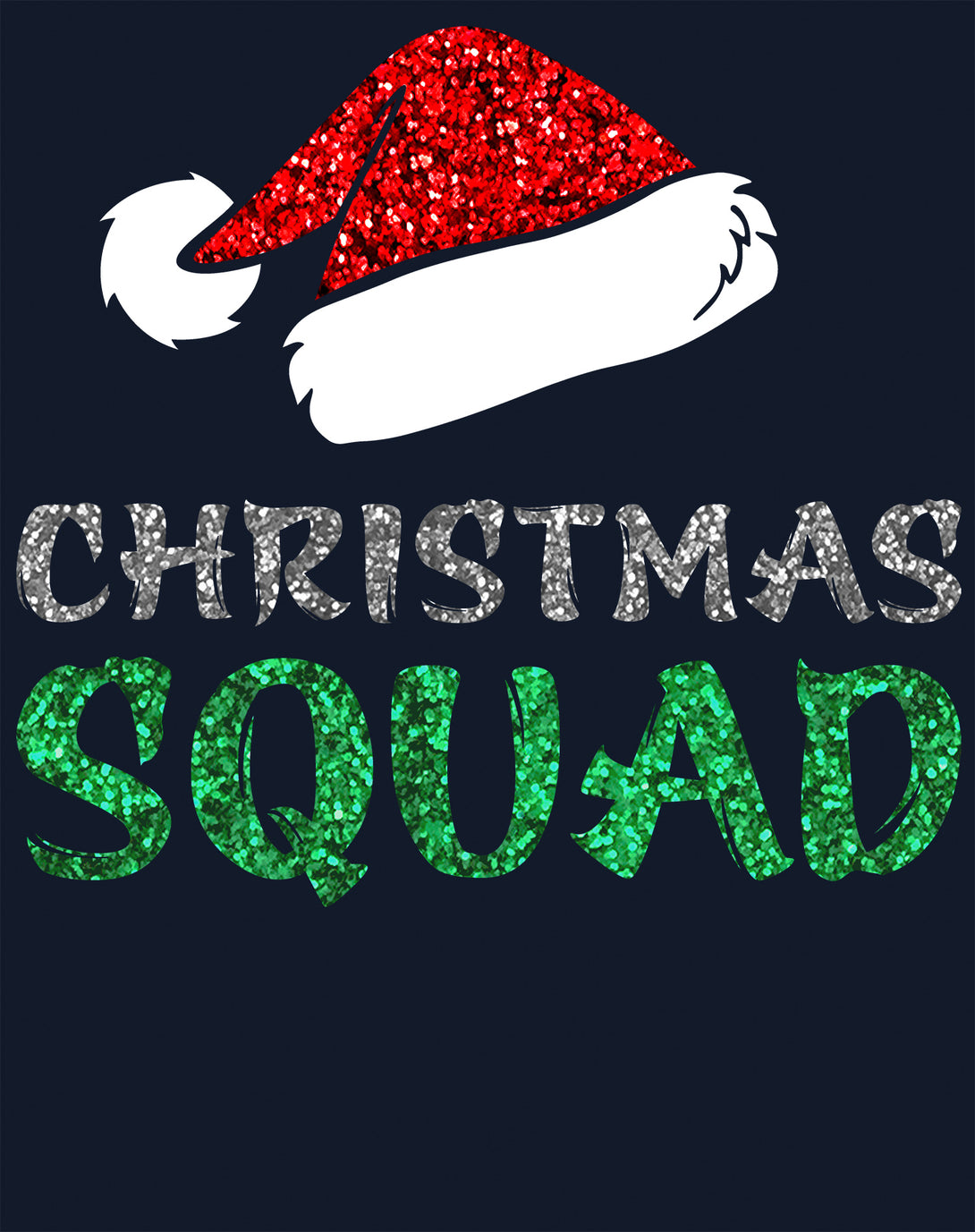 Christmas Squad Santa Hat Cute Xmas Sparkle Matching Family Kid's T-Shirt Navy - Urban Species Design Close Up