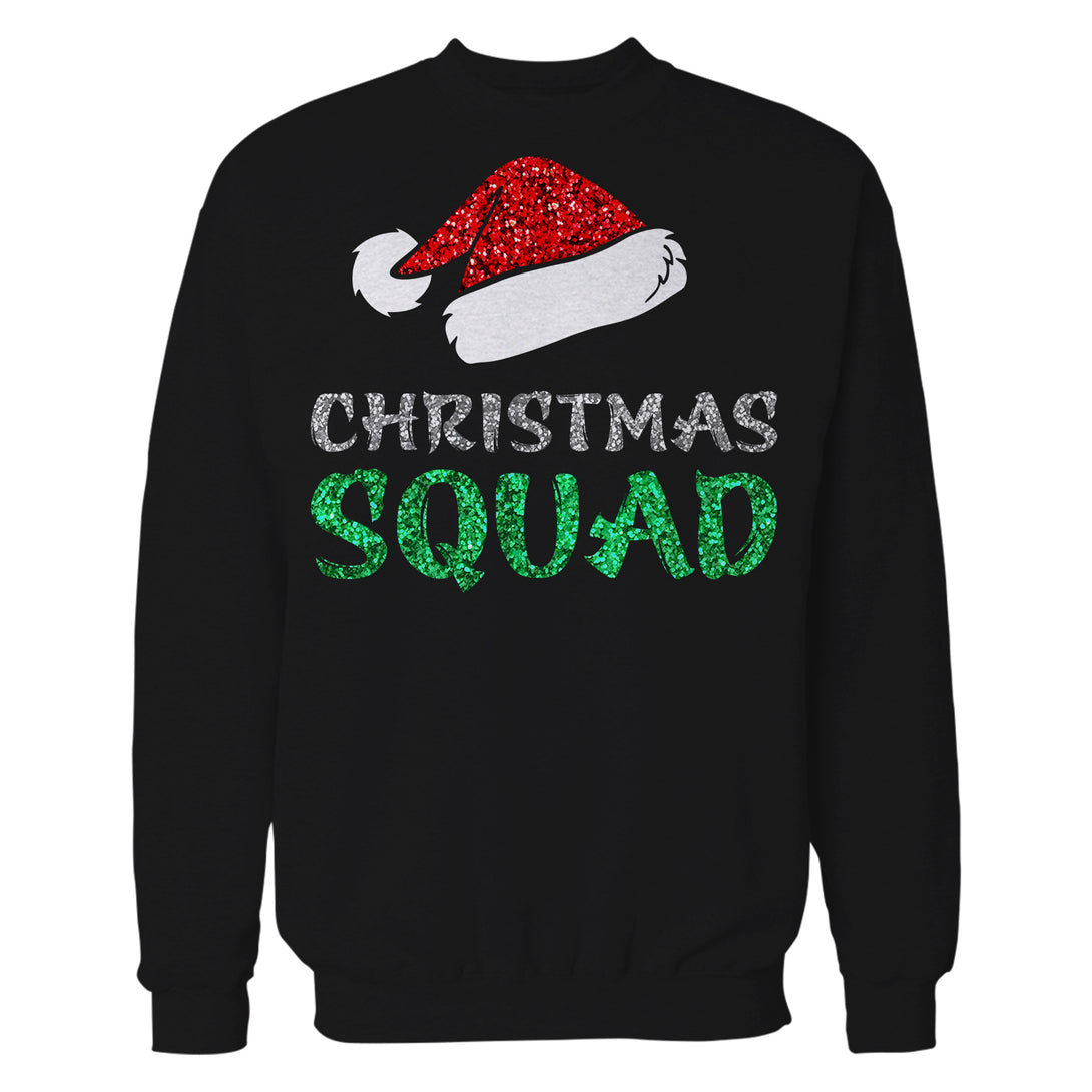 Christmas Squad Santa Hat Cute Xmas Sparkle Matching Family Unisex Sweatshirt Black - Urban Species