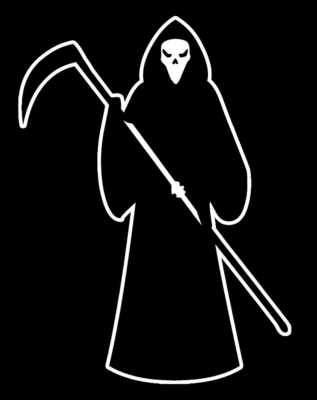 Halloween Horror Grim Reaper Angel Of Death Stencil Fear Official Men's T-shirt Black - Urban Species Design Close Up