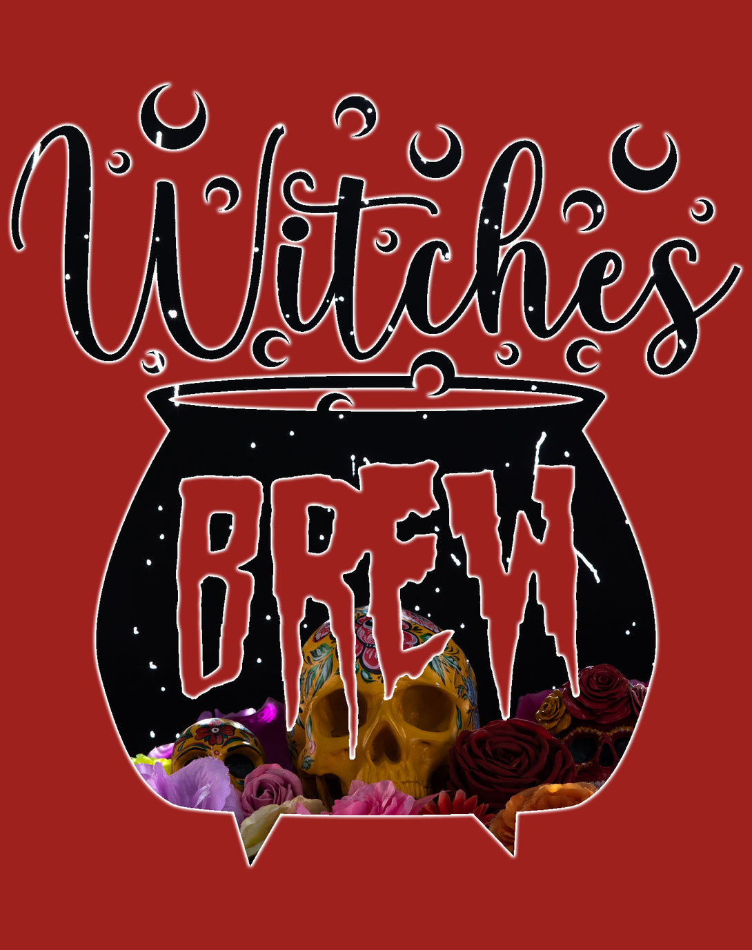 Halloween Occult Witches Brew Meme Edgy Slogan Cauldron Lol Official Women's T-shirt Red - Urban Species Design Close Up