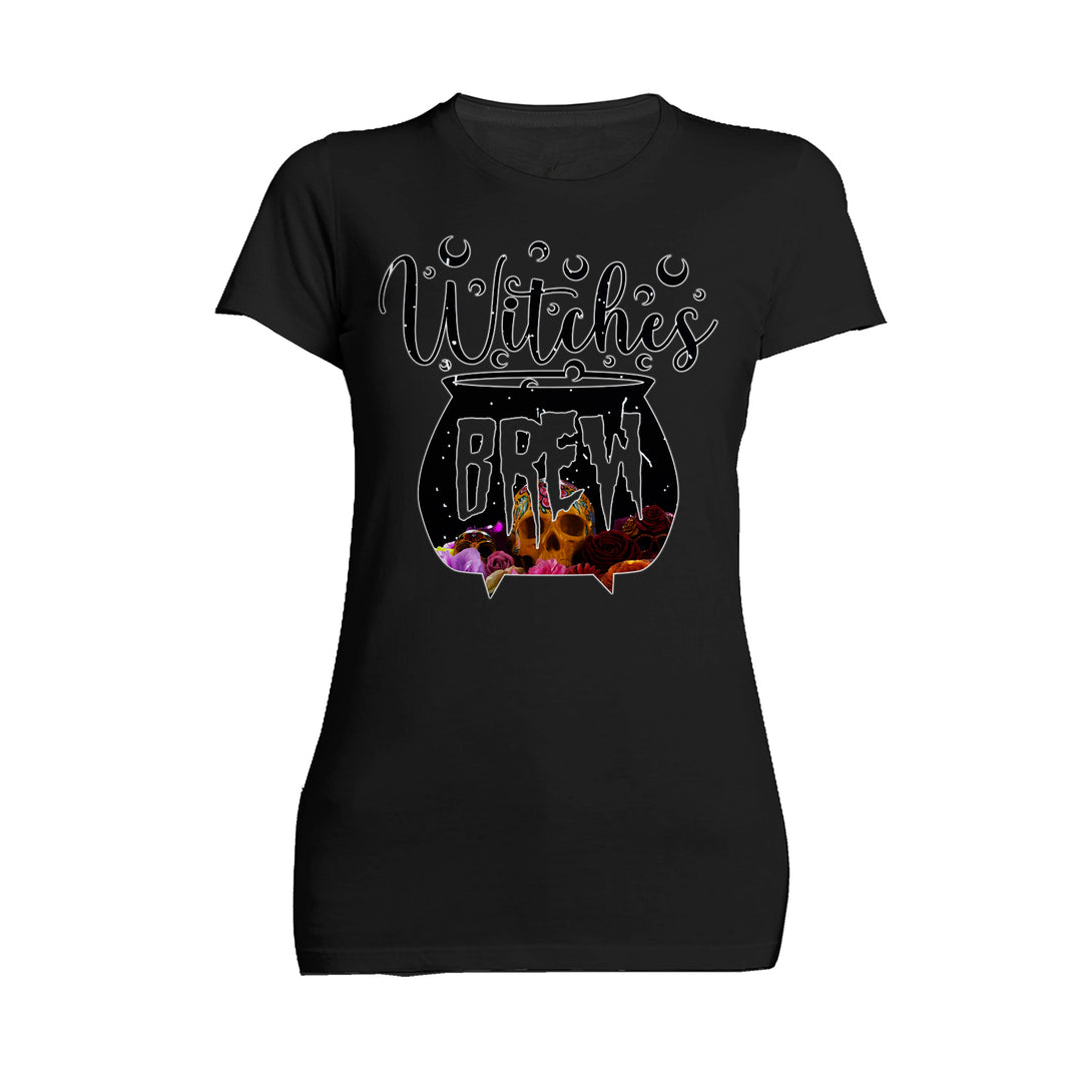 Halloween Occult Witches Brew Meme Edgy Slogan Cauldron Lol Official Women's T-shirt Black - Urban Species