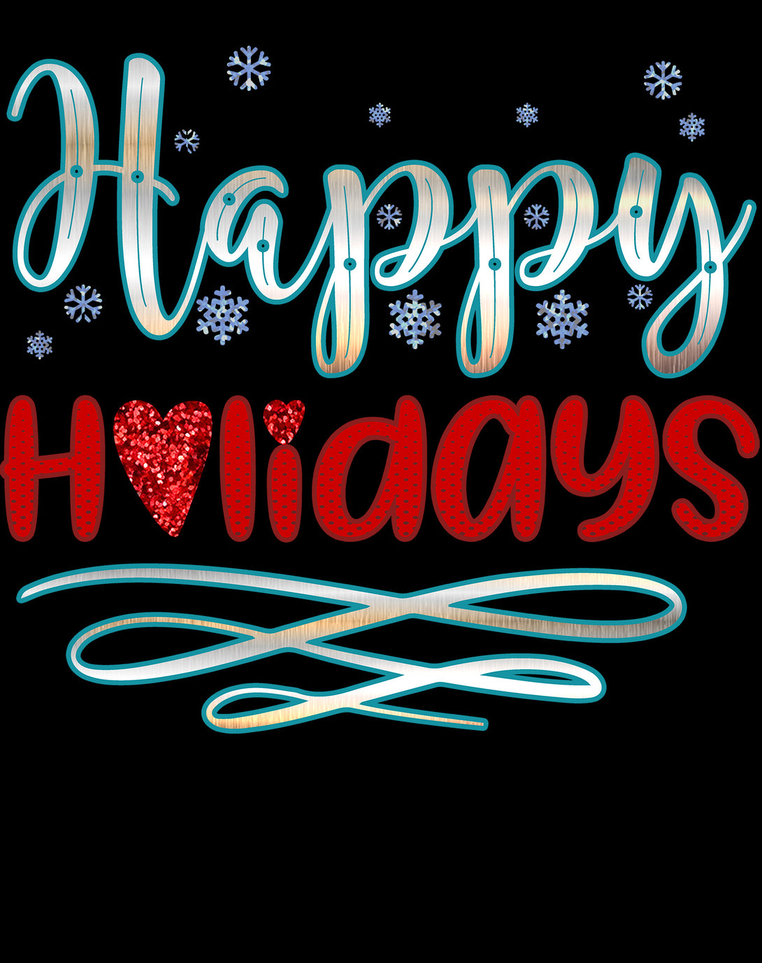 NYE Happy Holidays Snowflake Sparkle Xmas Eve Bling Party Unisex Sweatshirt Black - Urban Species Design Close Up