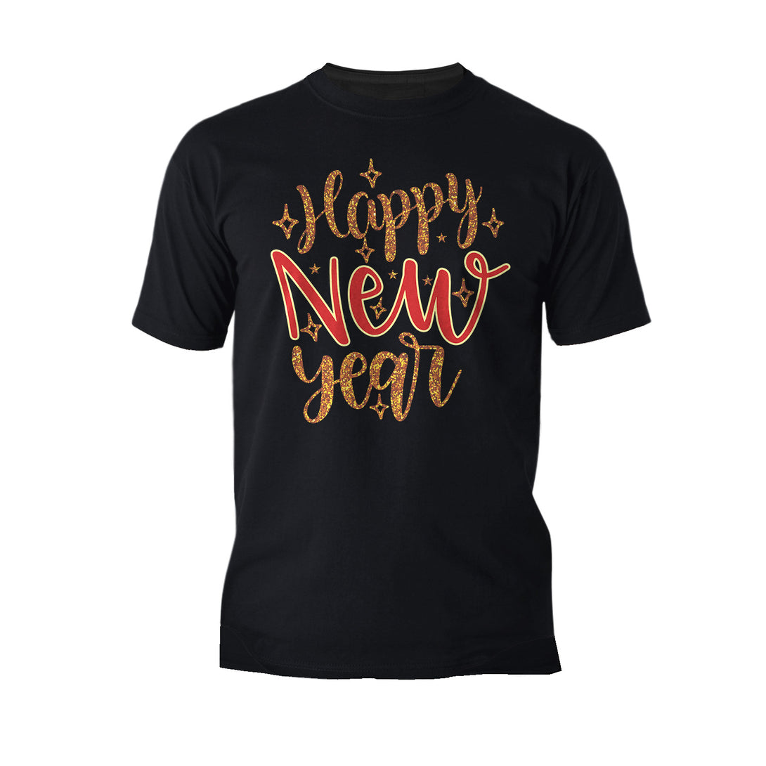 NYE Happy New Year Stars Sparkle Bling Party Eve Celebration Men's T-Shirt Black - Urban Species