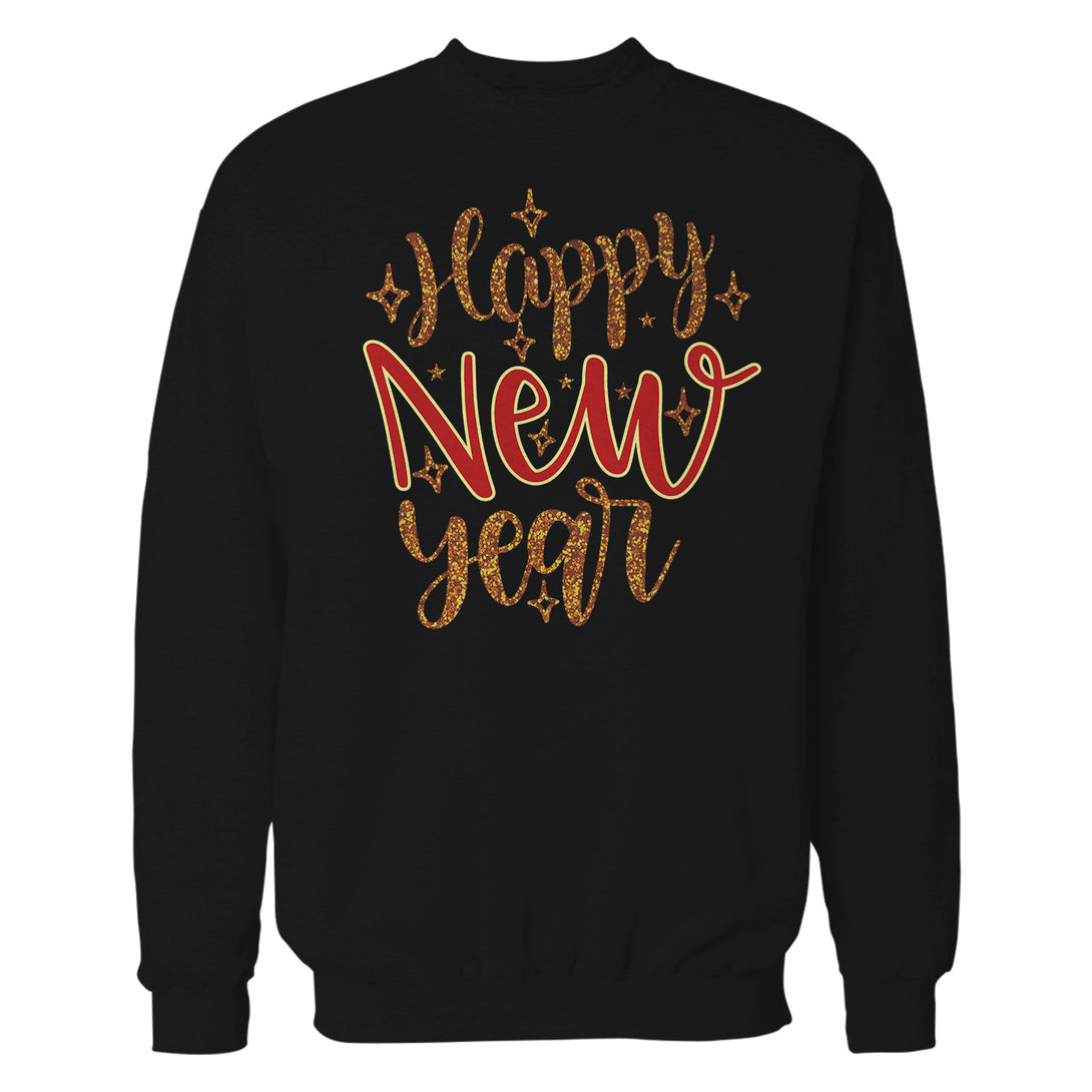 NYE Happy New Year Stars Sparkle Bling Party Eve Celebration Unisex Sweatshirt Black - Urban Species