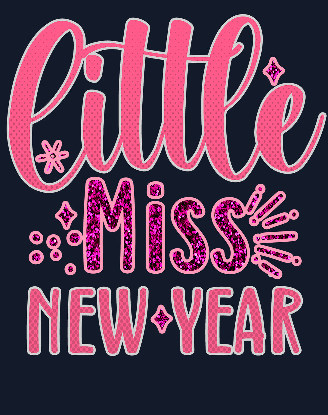 NYE Little Miss New Year Sparkle Bling Party Eve Celebration Kid's T-Shirt Navy - Urban Species Design Close Up