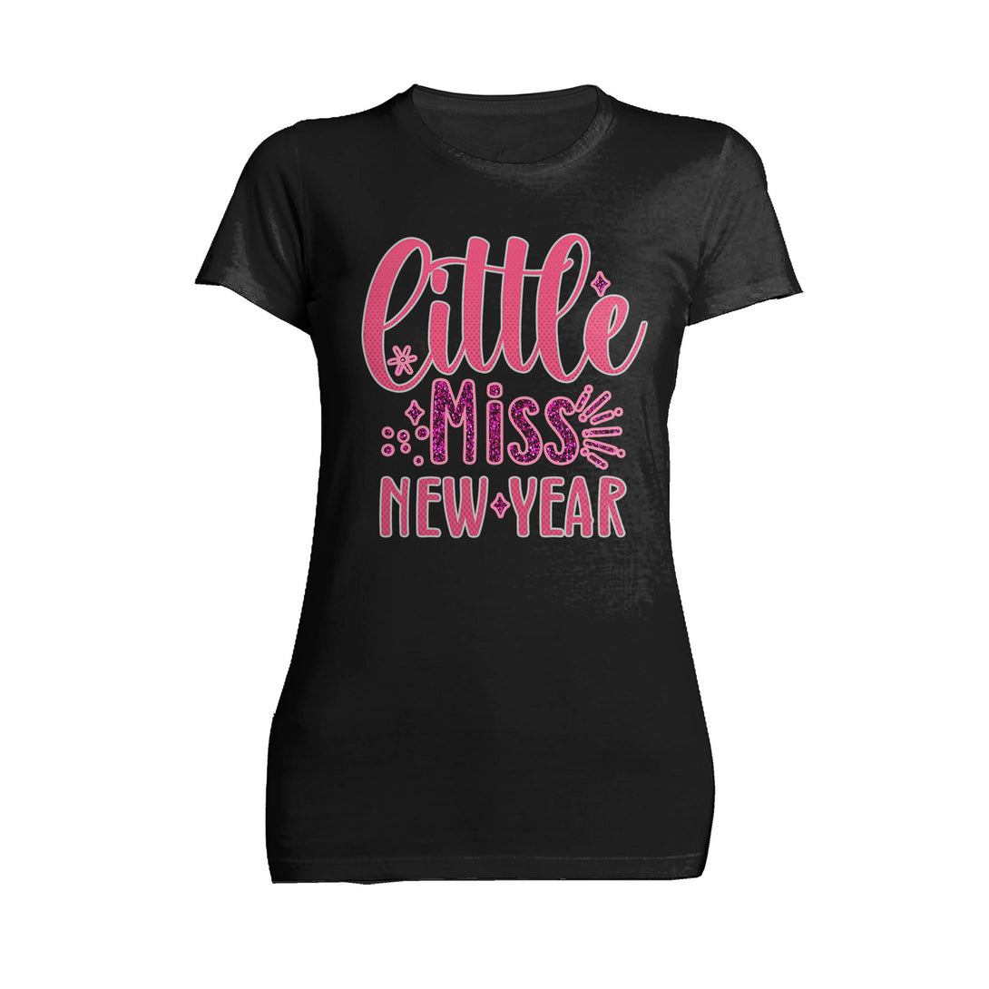 NYE Little Miss New Year Sparkle Bling Party Eve Celebration Women's T-Shirt Black - Urban Species