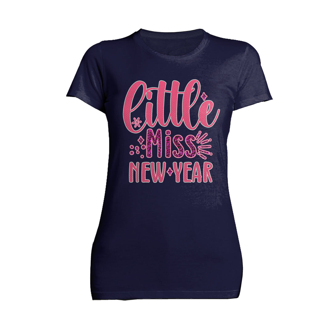 NYE Little Miss New Year Sparkle Bling Party Eve Celebration Women's T-Shirt Navy - Urban Species