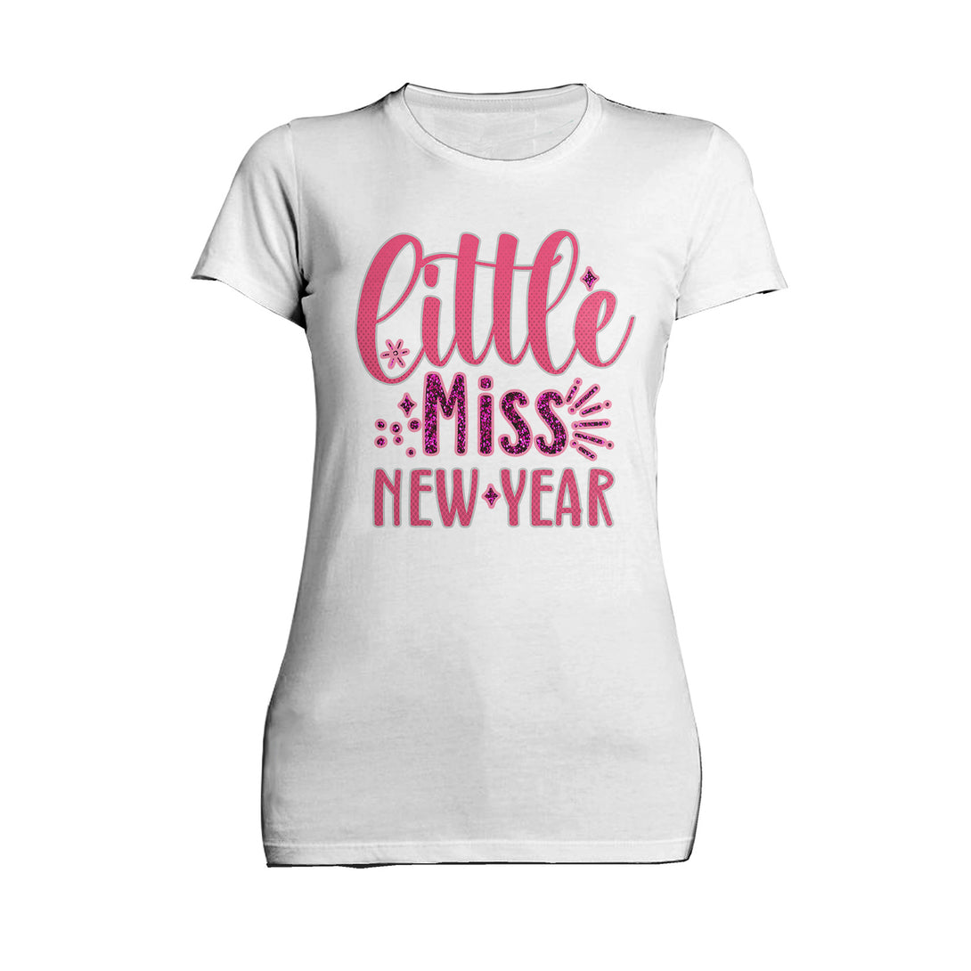 NYE Little Miss New Year Sparkle Bling Party Eve Celebration Women's T-Shirt White - Urban Species