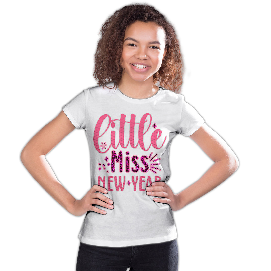 NYE Little Miss New Year Sparkle Bling Party Eve Celebration Men's T-Shirt White - Urban Species