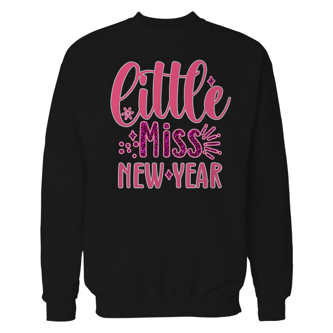 NYE Little Miss New Year Sparkle Bling Party Eve Celebration Unisex Sweatshirt Black - Urban Species